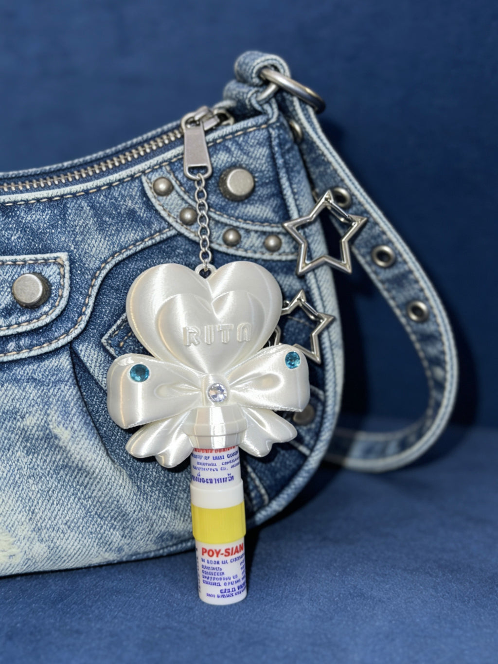Custom Name Heart Bow Lip Balm & Inhaler Holder Keychain