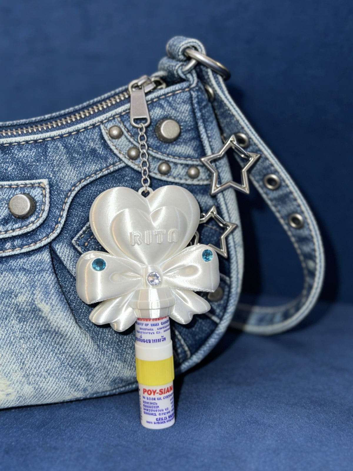 Custom Name Heart Bow Lip Balm & Inhaler Holder Keychain