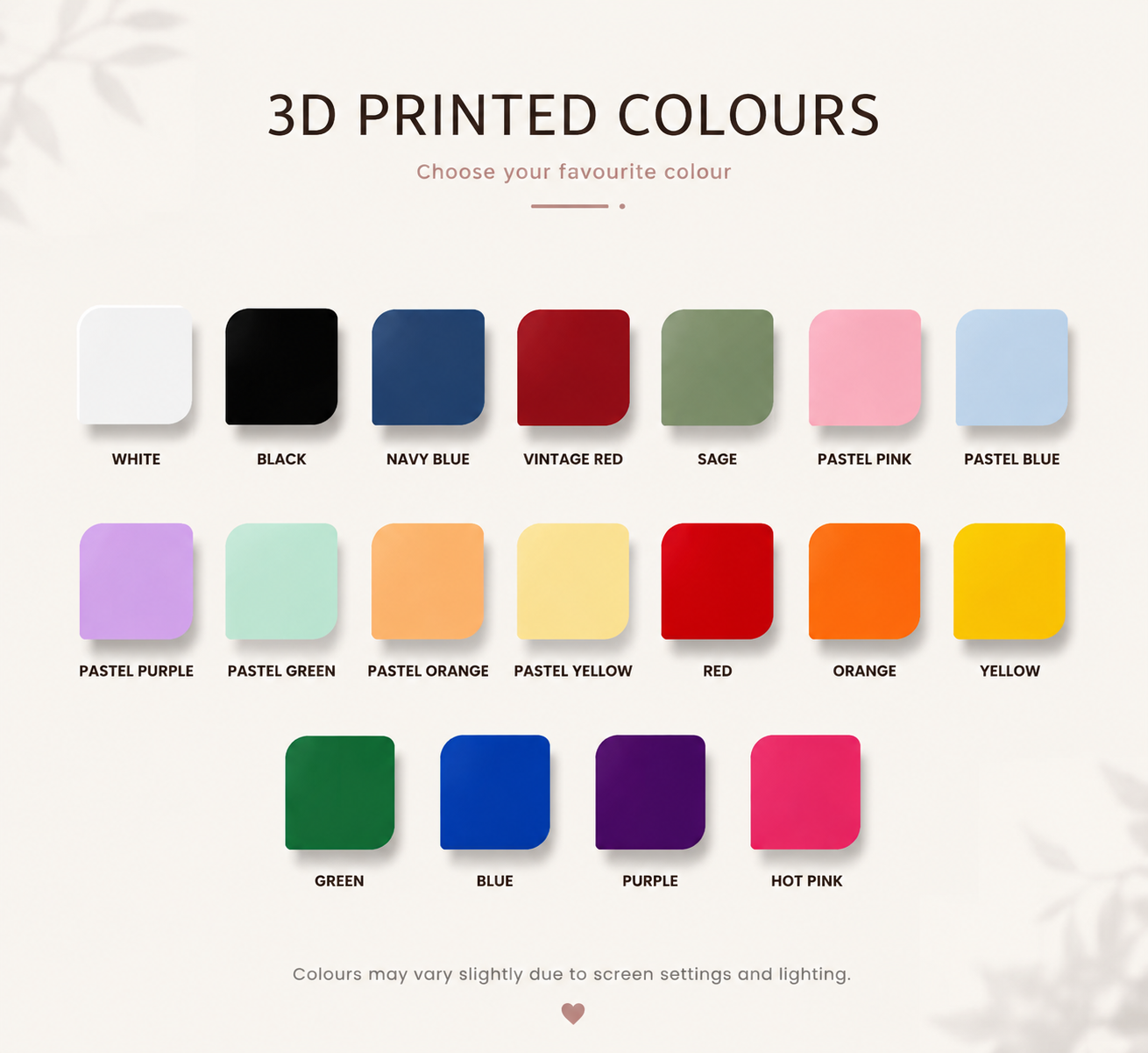 3D printed keyboard key toy color choices