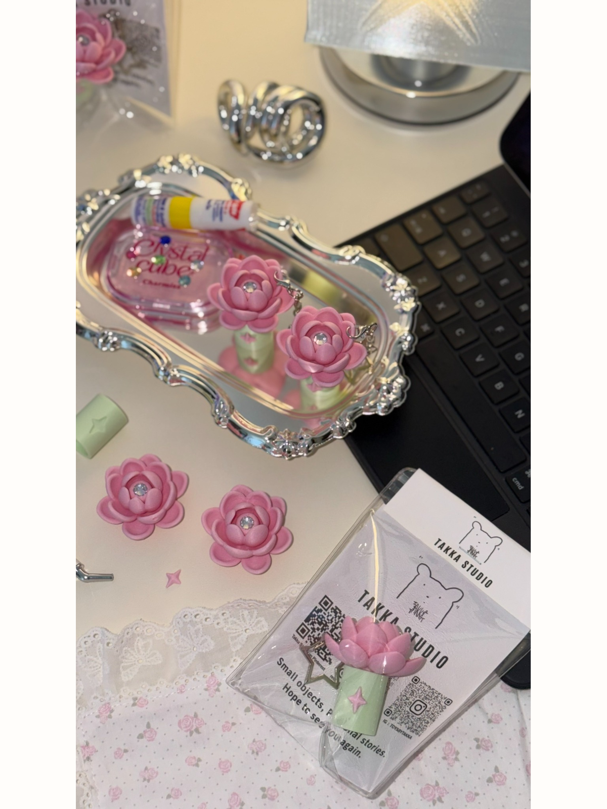 Takka lotus inhaler holders and packaging on a silver tray
